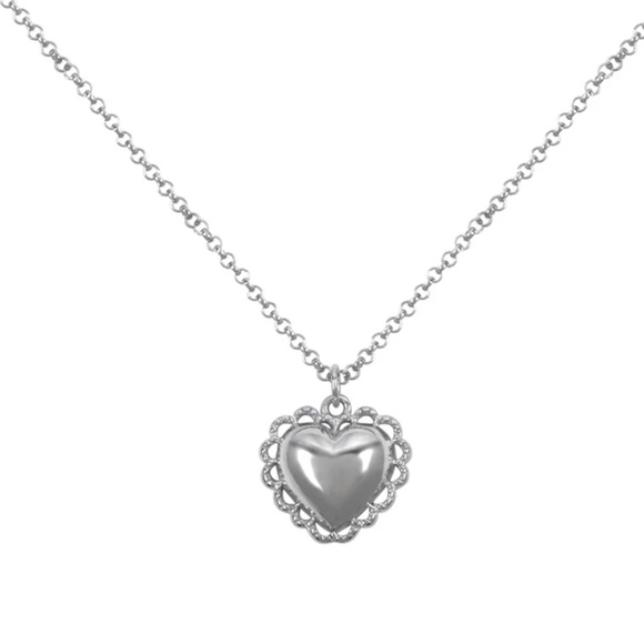 NEW 925 STERLING SILVER LACE HEART NECKLACE,NICE NECKLACE, CUTE NECKLACE - Picture 6 of 6